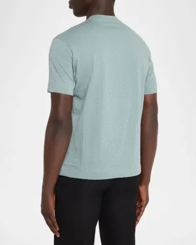 Emporio Armani Men's Cotton Jacquard Crewneck T-Shirt | Thumbnail 3 Emporio Armani Men's Cotton Jacquard Crewneck T-Shirt | Thumbnail 3