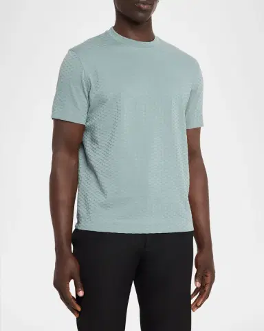 Emporio Armani Men's Cotton Jacquard Crewneck T-Shirt | Thumbnail 4 Emporio Armani Men's Cotton Jacquard Crewneck T-Shirt | Thumbnail 4