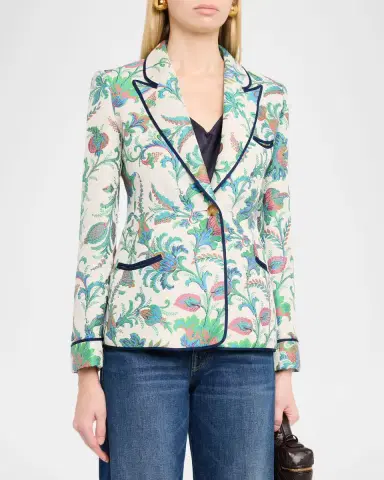 Etro Floral Jacquard Single-Breasted Fitted Jacket | Thumbnail 3 Etro Floral Jacquard Single-Breasted Fitted Jacket | Thumbnail 3