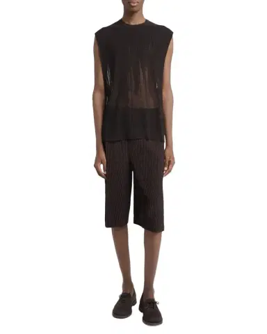 Homme Plissé Issey Miyake Men's Pleated Bermuda Shorts | Thumbnail 1 Homme Plissé Issey Miyake Men's Pleated Bermuda Shorts | Thumbnail 1