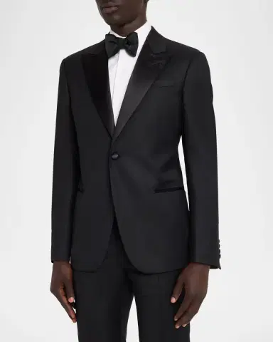 Emporio Armani Men's G Line Jacquard Wool Satin-Trim Two-Piece Suit | Thumbnail 4 Emporio Armani Men's G Line Jacquard Wool Satin-Trim Two-Piece Suit | Thumbnail 4