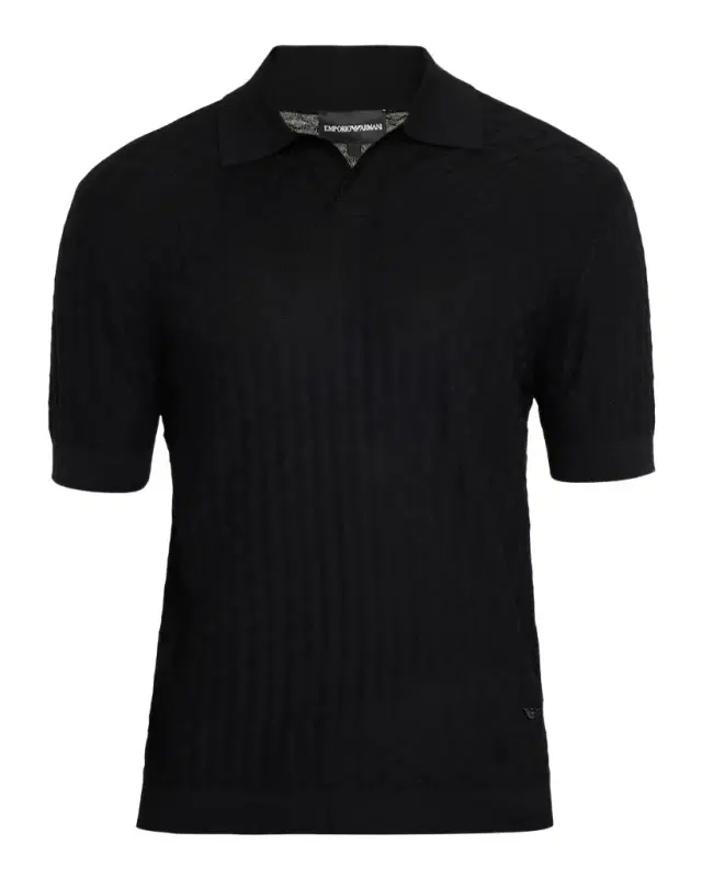 Men's Wool Basketweave Knit Polo Sweater Men's Wool Basketweave Knit Polo Sweater