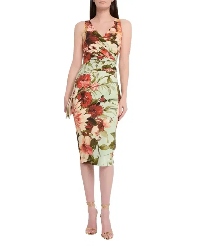 Isoshi Floral-Print Faux Wrap Midi Dress Isoshi Floral-Print Faux Wrap Midi Dress