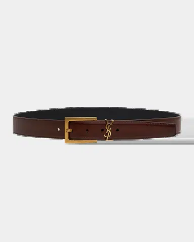 Saint Laurent Cassandre Aged-Effect Leather Belt | Thumbnail 2 Saint Laurent Cassandre Aged-Effect Leather Belt | Thumbnail 2