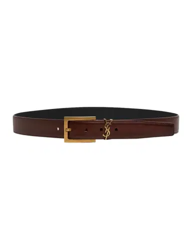 Saint Laurent Cassandre Aged-Effect Leather Belt | Thumbnail 1 Saint Laurent Cassandre Aged-Effect Leather Belt | Thumbnail 1