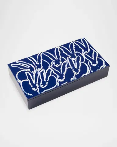 Hunt Slonem Cobalt Bunny Lacquered 7-Piece Coaster Box Set | Thumbnail 3 Hunt Slonem Cobalt Bunny Lacquered 7-Piece Coaster Box Set | Thumbnail 3