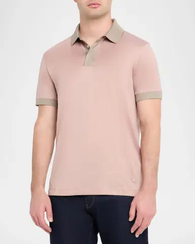 Emporio Armani Men 's Lyocell and Cotton Contrast-Trim Polo Shirt | Thumbnail 3 Emporio Armani Men 's Lyocell and Cotton Contrast-Trim Polo Shirt | Thumbnail 3