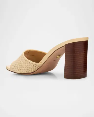 Veronica Beard Galessa Raffia & Leather Block-Heel Sandals | Thumbnail 3 Veronica Beard Galessa Raffia & Leather Block-Heel Sandals | Thumbnail 3