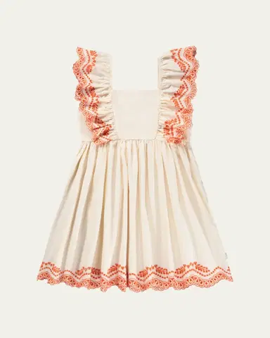 Molo Girl 's Clementine Embroidered Flutter-Sleeve Dress | Thumbnail 5 Molo Girl 's Clementine Embroidered Flutter-Sleeve Dress | Thumbnail 5