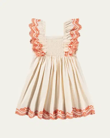 Molo Girl 's Clementine Embroidered Flutter-Sleeve Dress | Thumbnail 6 Molo Girl 's Clementine Embroidered Flutter-Sleeve Dress | Thumbnail 6
