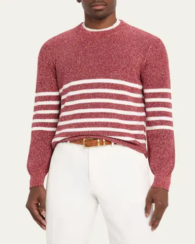 Brunello Cucinelli Men's Melange Crewneck Sweater | Thumbnail 4 Brunello Cucinelli Men's Melange Crewneck Sweater | Thumbnail 4