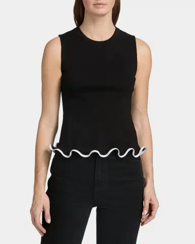 Veronica Beard Elianne Sleeveless Contrast-Trim Top | Thumbnail 4 Veronica Beard Elianne Sleeveless Contrast-Trim Top | Thumbnail 4