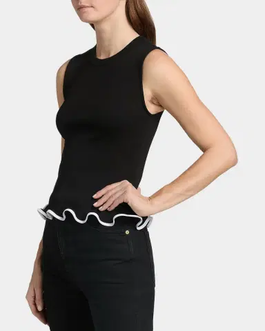 Veronica Beard Elianne Sleeveless Contrast-Trim Top | Thumbnail 6 Veronica Beard Elianne Sleeveless Contrast-Trim Top | Thumbnail 6