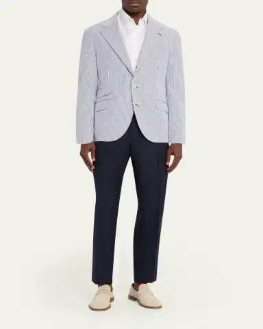 Brunello Cucinelli Men's Cotton-Blend Single-Breasted Jacket | Thumbnail 2 Brunello Cucinelli Men's Cotton-Blend Single-Breasted Jacket | Thumbnail 2