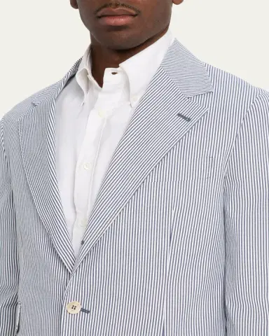 Brunello Cucinelli Men's Cotton-Blend Single-Breasted Jacket | Thumbnail 5 Brunello Cucinelli Men's Cotton-Blend Single-Breasted Jacket | Thumbnail 5