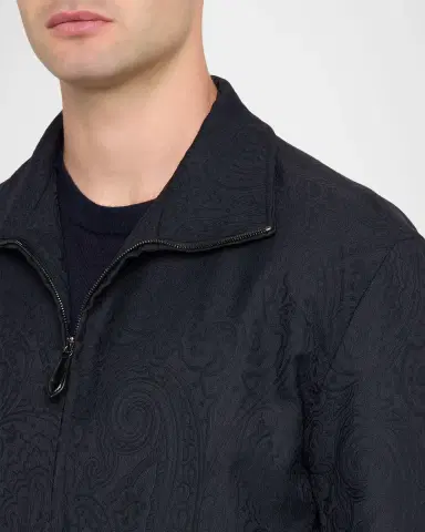 Etro Men's Paisley Jacquard Zip-Front Jacket | Thumbnail 5 Etro Men's Paisley Jacquard Zip-Front Jacket | Thumbnail 5