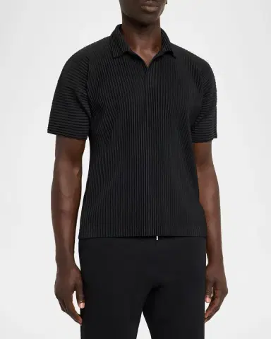 Homme Plisse Issey Miyake Men's Basics Pleated Johnny Collar Polo Shirt | Thumbnail 3 Homme Plisse Issey Miyake Men's Basics Pleated Johnny Collar Polo Shirt | Thumbnail 3