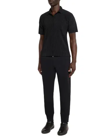 Homme Plisse Issey Miyake Men's Basics Pleated Johnny Collar Polo Shirt | Thumbnail 1 Homme Plisse Issey Miyake Men's Basics Pleated Johnny Collar Polo Shirt | Thumbnail 1