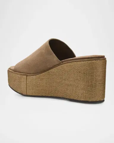Brunello Cucinelli Suede & Raffia Wedge Sandals | Thumbnail 3 Brunello Cucinelli Suede & Raffia Wedge Sandals | Thumbnail 3