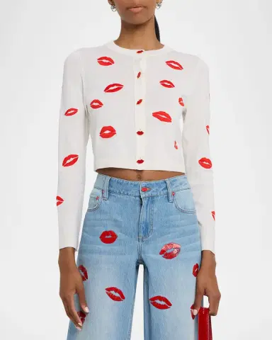 ALICE + OLIVIA Daroda Lip Cardigan | Thumbnail 4 ALICE + OLIVIA Daroda Lip Cardigan | Thumbnail 4