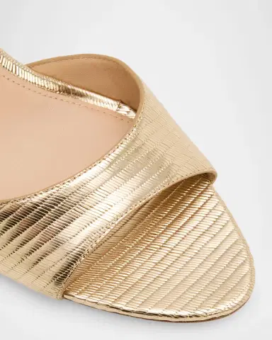 Veronica Beard Tia Embossed Metallic Leather Mid-Heel Sandals | Thumbnail 4 Veronica Beard Tia Embossed Metallic Leather Mid-Heel Sandals | Thumbnail 4