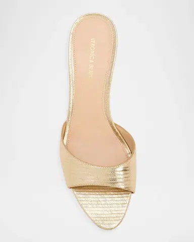 Veronica Beard Tia Embossed Metallic Leather Mid-Heel Sandals | Thumbnail 5 Veronica Beard Tia Embossed Metallic Leather Mid-Heel Sandals | Thumbnail 5