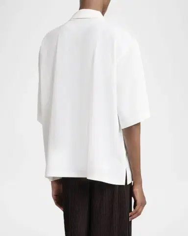 Homme Plisse Issey Miyake Men 's Floral Applique Polyester Short-Sleeve Shirt | Thumbnail 3 Homme Plisse Issey Miyake Men 's Floral Applique Polyester Short-Sleeve Shirt | Thumbnail 3