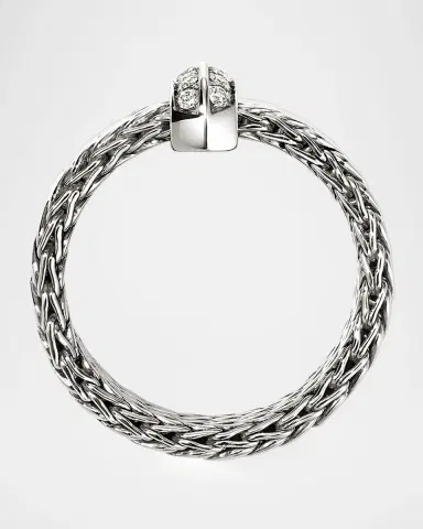 John Hardy Icon Link Sterling Silver and Diamond Bar Ring, 9mm | Thumbnail 4 John Hardy Icon Link Sterling Silver and Diamond Bar Ring, 9mm | Thumbnail 4