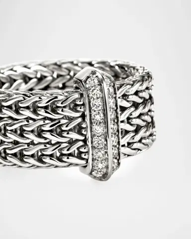John Hardy Icon Link Sterling Silver and Diamond Bar Ring, 9mm | Thumbnail 5 John Hardy Icon Link Sterling Silver and Diamond Bar Ring, 9mm | Thumbnail 5