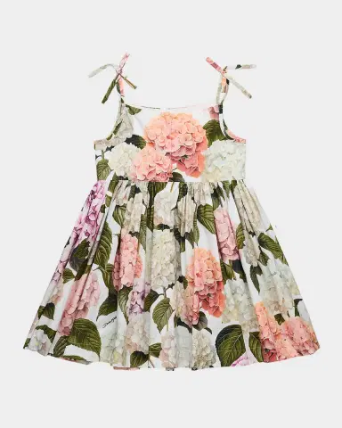 Dolce & Gabbana Girl's Hydrangea-Print Poplin Dress, Size 8-14 | Thumbnail 2 Dolce & Gabbana Girl's Hydrangea-Print Poplin Dress, Size 8-14 | Thumbnail 2