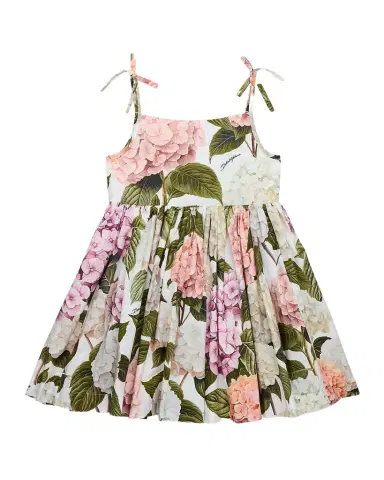 Dolce & Gabbana Girl's Hydrangea-Print Poplin Dress, Size 8-14 | Thumbnail 1 Dolce & Gabbana Girl's Hydrangea-Print Poplin Dress, Size 8-14 | Thumbnail 1