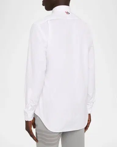 Thom Browne Men's Classic Fit Poplin Button-Down Shirt | Thumbnail 3 Thom Browne Men's Classic Fit Poplin Button-Down Shirt | Thumbnail 3