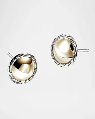 John Hardy JH Essential 14K Yellow Gold and Sterling Silver Stud Earrings, 10mm | Thumbnail 3 John Hardy JH Essential 14K Yellow Gold and Sterling Silver Stud Earrings, 10mm | Thumbnail 3