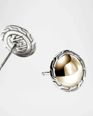 John Hardy JH Essential 14K Yellow Gold and Sterling Silver Stud Earrings, 10mm | Thumbnail 4 John Hardy JH Essential 14K Yellow Gold and Sterling Silver Stud Earrings, 10mm | Thumbnail 4