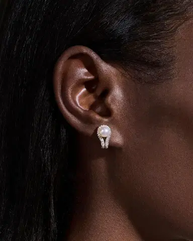 John Hardy Sterling Silver Surf Earrings with Diamonds and Pearls | Thumbnail 2 John Hardy Sterling Silver Surf Earrings with Diamonds and Pearls | Thumbnail 2