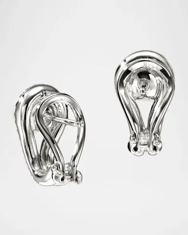 John Hardy Sterling Silver Surf Earrings with Diamonds and Pearls | Thumbnail 3 John Hardy Sterling Silver Surf Earrings with Diamonds and Pearls | Thumbnail 3
