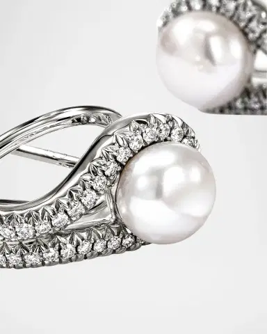 John Hardy Sterling Silver Surf Earrings with Diamonds and Pearls | Thumbnail 4 John Hardy Sterling Silver Surf Earrings with Diamonds and Pearls | Thumbnail 4