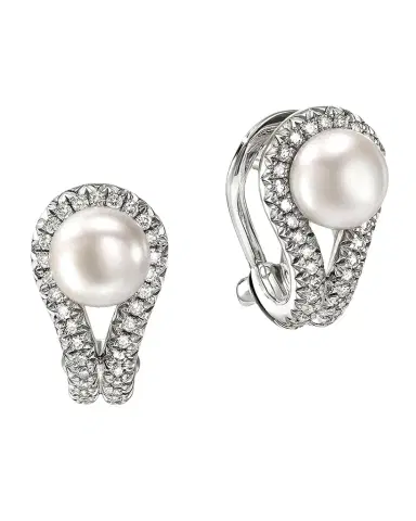 John Hardy Sterling Silver Surf Earrings with Diamonds and Pearls | Thumbnail 1 John Hardy Sterling Silver Surf Earrings with Diamonds and Pearls | Thumbnail 1
