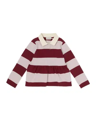 Moncler Girl's Long-Sleeve Striped Polo Shirt, Size 8 | Thumbnail 1 Moncler Girl's Long-Sleeve Striped Polo Shirt, Size 8 | Thumbnail 1