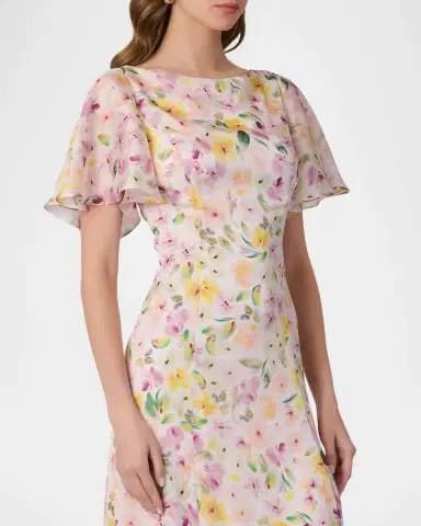 Shoshanna Chauncey Floral-Print Chiffon Maxi Dress | Thumbnail 4 Shoshanna Chauncey Floral-Print Chiffon Maxi Dress | Thumbnail 4