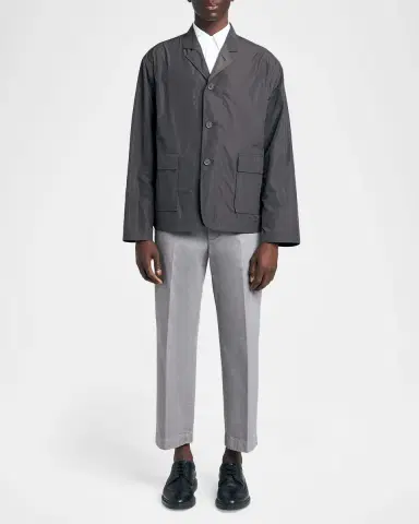 Thom Browne Men's Packable Logo-Print Shirt Jacket | Thumbnail 2 Thom Browne Men's Packable Logo-Print Shirt Jacket | Thumbnail 2