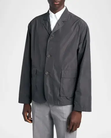 Thom Browne Men's Packable Logo-Print Shirt Jacket | Thumbnail 4 Thom Browne Men's Packable Logo-Print Shirt Jacket | Thumbnail 4