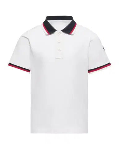 Moncler Boy's Tricolor-Trim Cotton Polo Shirt | Thumbnail 1 Moncler Boy's Tricolor-Trim Cotton Polo Shirt | Thumbnail 1
