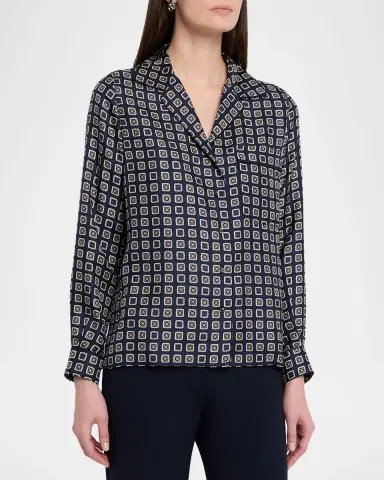 Max Mara Disco Geometric-Print Silk Twill Shirt | Thumbnail 3 Max Mara Disco Geometric-Print Silk Twill Shirt | Thumbnail 3