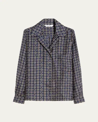 Max Mara Disco Geometric-Print Silk Twill Shirt | Thumbnail 5 Max Mara Disco Geometric-Print Silk Twill Shirt | Thumbnail 5