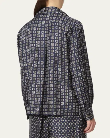 Max Mara Disco Geometric-Print Silk Twill Shirt | Thumbnail 7 Max Mara Disco Geometric-Print Silk Twill Shirt | Thumbnail 7