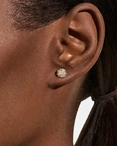 John Hardy JH Essential 14K Yellow Gold Diamond Pave Stud Earrings, 7mm | Thumbnail 2 John Hardy JH Essential 14K Yellow Gold Diamond Pave Stud Earrings, 7mm | Thumbnail 2