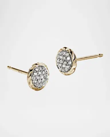 John Hardy JH Essential 14K Yellow Gold Diamond Pave Stud Earrings, 7mm | Thumbnail 3 John Hardy JH Essential 14K Yellow Gold Diamond Pave Stud Earrings, 7mm | Thumbnail 3