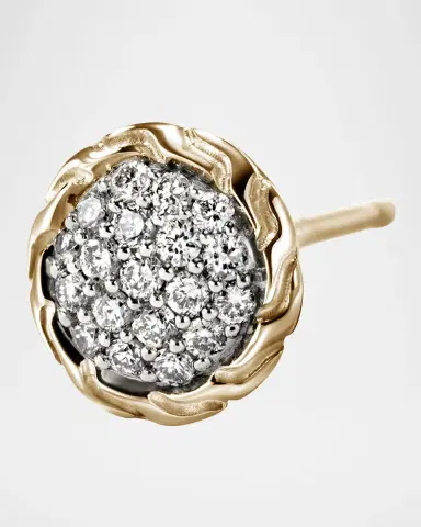 John Hardy JH Essential 14K Yellow Gold Diamond Pave Stud Earrings, 7mm | Thumbnail 4 John Hardy JH Essential 14K Yellow Gold Diamond Pave Stud Earrings, 7mm | Thumbnail 4