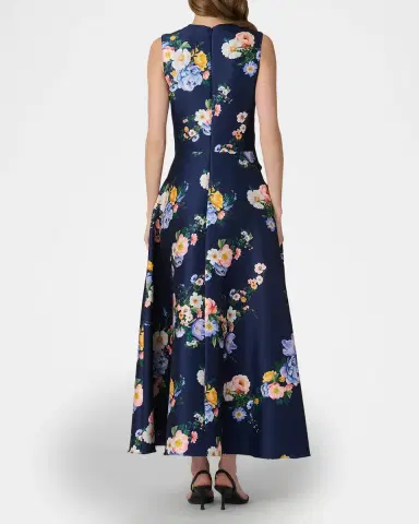 Shoshanna Marie Pleated Floral-Print Mikado Maxi Dress | Thumbnail 3 Shoshanna Marie Pleated Floral-Print Mikado Maxi Dress | Thumbnail 3